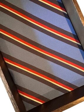 NEW Two's Company Blue Striped Tie Lined Desk Tray